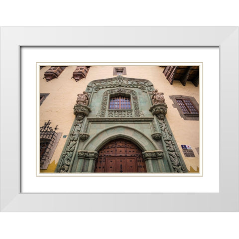 Spain-Canary Islands-Gran Canaria Island-Las Palmas de Gran Canaria-Casa Museo de Colon-exterior White Modern Wood Framed Art Print with Double Matting by Bibikow, Walter