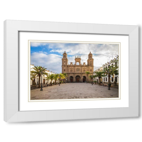 Spain-Canary Islands-Gran Canaria Island-Las Palmas de Gran Canaria-Catedral de Santa Ana-exterior White Modern Wood Framed Art Print with Double Matting by Bibikow, Walter