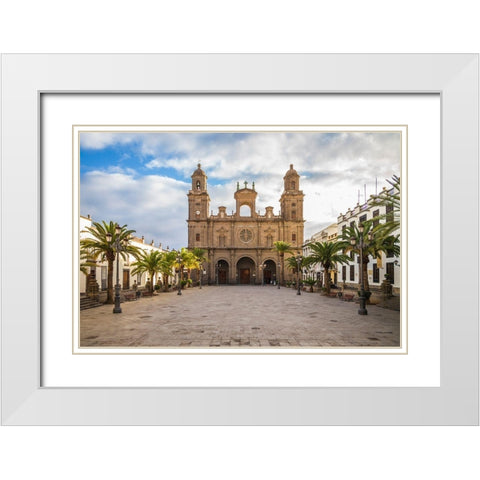 Spain-Canary Islands-Gran Canaria Island-Las Palmas de Gran Canaria-Catedral de Santa Ana-exterior White Modern Wood Framed Art Print with Double Matting by Bibikow, Walter