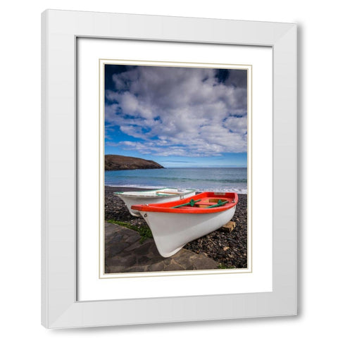Spain-Canary Islands-Fuerteventura Island-Pozo Negro-fishing boats White Modern Wood Framed Art Print with Double Matting by Bibikow, Walter