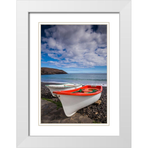 Spain-Canary Islands-Fuerteventura Island-Pozo Negro-fishing boats White Modern Wood Framed Art Print with Double Matting by Bibikow, Walter