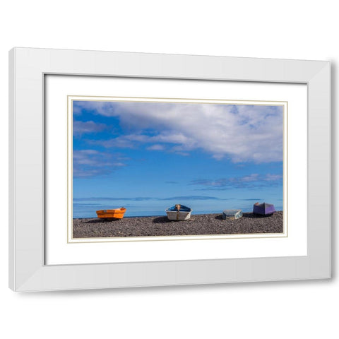 Spain-Canary Islands-Fuerteventura Island-Pozo Negro-fishing boats White Modern Wood Framed Art Print with Double Matting by Bibikow, Walter