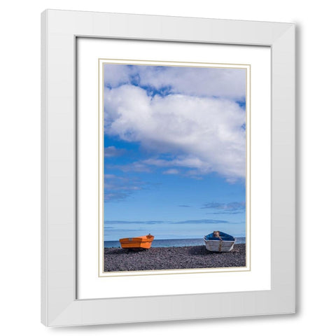 Spain-Canary Islands-Fuerteventura Island-Pozo Negro-fishing boats White Modern Wood Framed Art Print with Double Matting by Bibikow, Walter