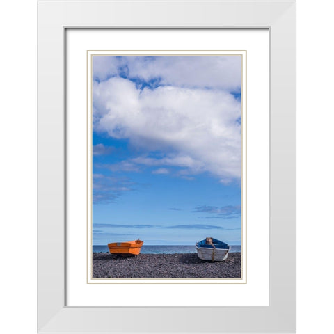 Spain-Canary Islands-Fuerteventura Island-Pozo Negro-fishing boats White Modern Wood Framed Art Print with Double Matting by Bibikow, Walter