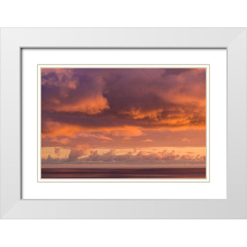 Canary Islands-Fuerteventura Island-Morro Jable-Playa de la Cebada beach-sunset sky White Modern Wood Framed Art Print with Double Matting by Bibikow, Walter
