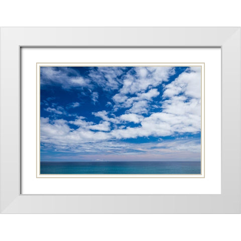 Canary Islands-Fuerteventura Island-Costa Calma-high angle view of Playa de Sotavento beach White Modern Wood Framed Art Print with Double Matting by Bibikow, Walter