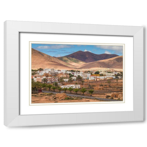 Canary Islands-Fuerteventura Island-Toto-desert village view White Modern Wood Framed Art Print with Double Matting by Bibikow, Walter