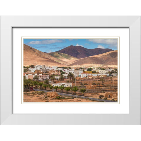 Canary Islands-Fuerteventura Island-Toto-desert village view White Modern Wood Framed Art Print with Double Matting by Bibikow, Walter