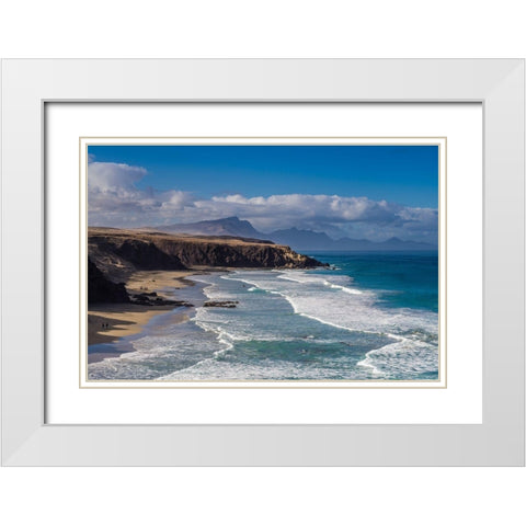 Canary Islands-Fuerteventura Island-La Pared-Playa de la Pared-prime west coast surfing beach White Modern Wood Framed Art Print with Double Matting by Bibikow, Walter