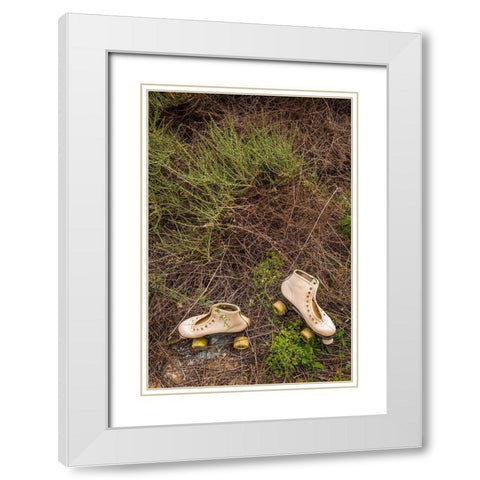 Canary Islands-Fuerteventura Island-Pajara-abandoned roller skates White Modern Wood Framed Art Print with Double Matting by Bibikow, Walter