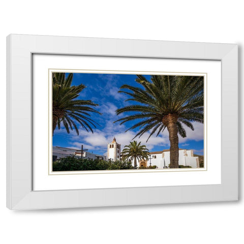 Canary Islands-Fuerteventura Island-Betancuria-Iglesia de Santa Maria church-exterior White Modern Wood Framed Art Print with Double Matting by Bibikow, Walter
