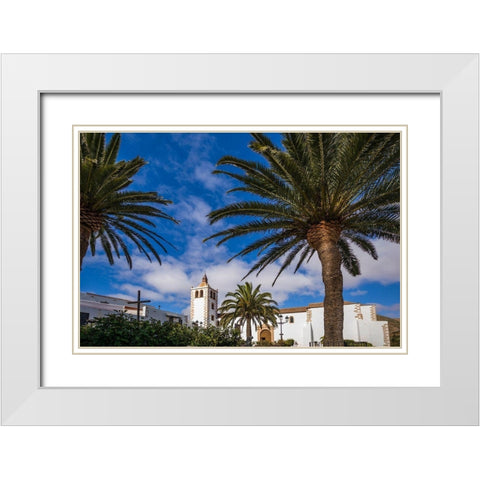 Canary Islands-Fuerteventura Island-Betancuria-Iglesia de Santa Maria church-exterior White Modern Wood Framed Art Print with Double Matting by Bibikow, Walter