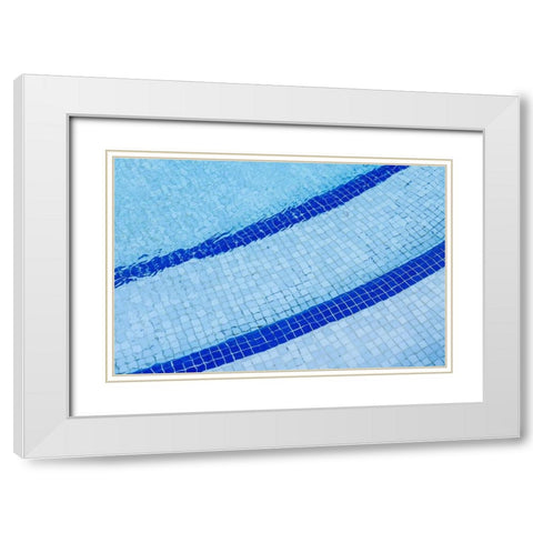 Canary Islands-Fuerteventura Island-Caleta de Fuste-beachside swimming pool White Modern Wood Framed Art Print with Double Matting by Bibikow, Walter