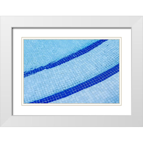 Canary Islands-Fuerteventura Island-Caleta de Fuste-beachside swimming pool White Modern Wood Framed Art Print with Double Matting by Bibikow, Walter