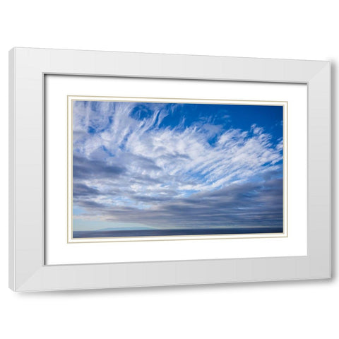 Canary Islands-La Palma Island-Puerto Naos-dramatic sky and view towards El Hierro Island White Modern Wood Framed Art Print with Double Matting by Bibikow, Walter