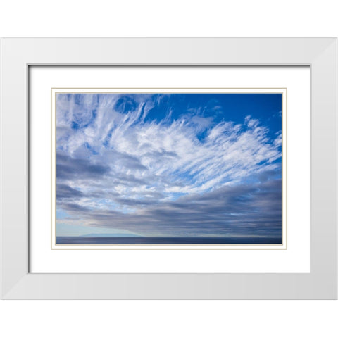 Canary Islands-La Palma Island-Puerto Naos-dramatic sky and view towards El Hierro Island White Modern Wood Framed Art Print with Double Matting by Bibikow, Walter