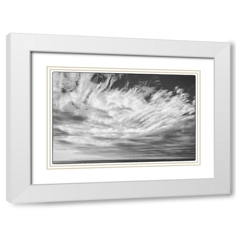 Canary Islands-La Palma Island-Puerto Naos-dramatic sky and view towards El Hierro Island White Modern Wood Framed Art Print with Double Matting by Bibikow, Walter