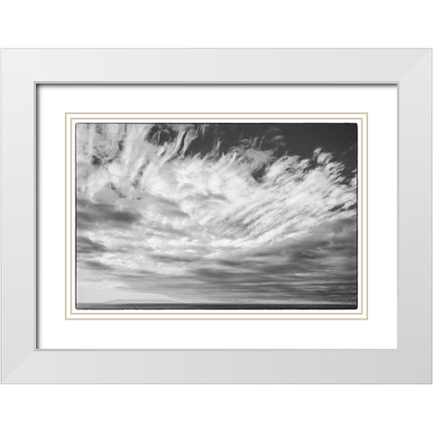 Canary Islands-La Palma Island-Puerto Naos-dramatic sky and view towards El Hierro Island White Modern Wood Framed Art Print with Double Matting by Bibikow, Walter