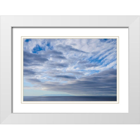 Canary Islands-La Palma Island-Puerto Naos-dramatic sky and view towards El Hierro Island White Modern Wood Framed Art Print with Double Matting by Bibikow, Walter