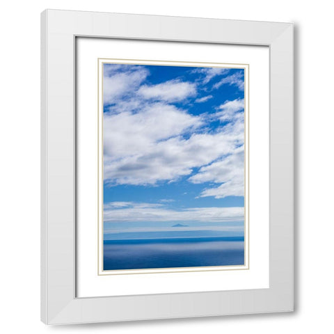 Canary Islands-La Palma Island-Villa de Mazo-view towards El Teide Mountain on Tenerife Island White Modern Wood Framed Art Print with Double Matting by Bibikow, Walter