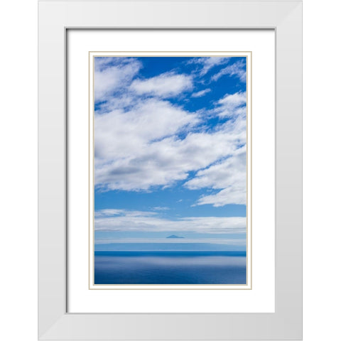 Canary Islands-La Palma Island-Villa de Mazo-view towards El Teide Mountain on Tenerife Island White Modern Wood Framed Art Print with Double Matting by Bibikow, Walter