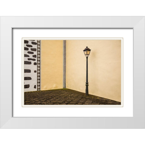 Canary Islands-La Palma Island-Puntallana-Parroquia San Juan Bautista church White Modern Wood Framed Art Print with Double Matting by Bibikow, Walter