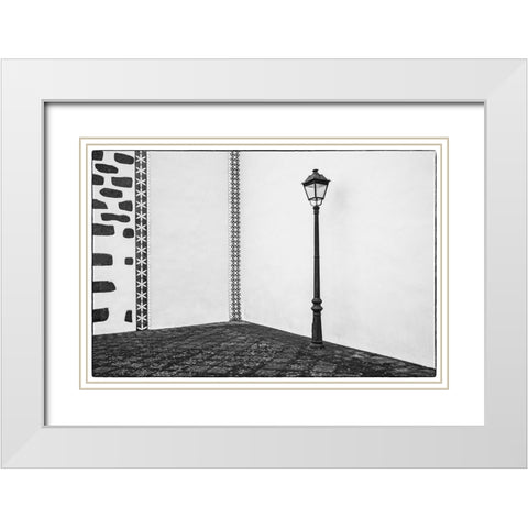 Canary Islands-La Palma Island-Puntallana-Parroquia San Juan Bautista church-wall detail White Modern Wood Framed Art Print with Double Matting by Bibikow, Walter