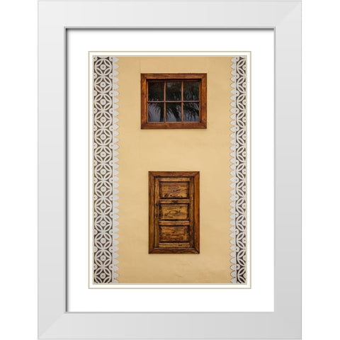 Canary Islands-La Palma Island-Puntallana-Parroquia San Juan Bautista church-wall detail White Modern Wood Framed Art Print with Double Matting by Bibikow, Walter