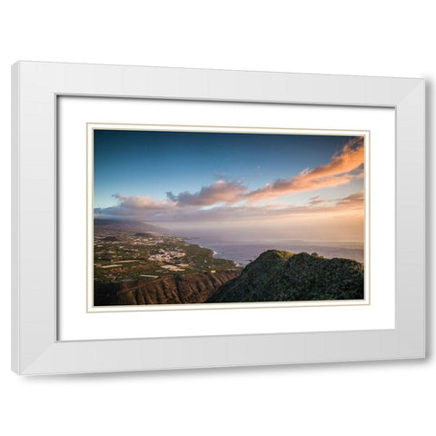 Canary Islands-La Palma Island-La Laguna-elevated city view from Mirador El Time White Modern Wood Framed Art Print with Double Matting by Bibikow, Walter