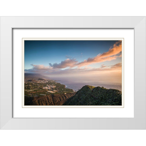 Canary Islands-La Palma Island-La Laguna-elevated city view from Mirador El Time White Modern Wood Framed Art Print with Double Matting by Bibikow, Walter