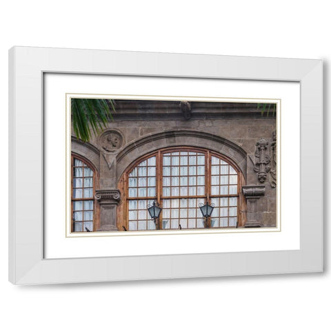 Canary Islands-La Palma Island-Santa Cruz de la Palma-building detail Calle ODaly street White Modern Wood Framed Art Print with Double Matting by Bibikow, Walter