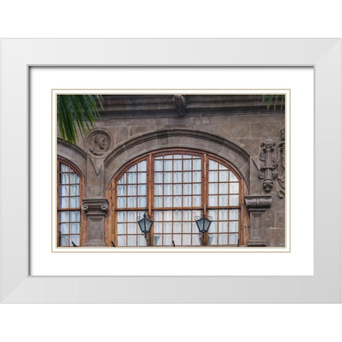 Canary Islands-La Palma Island-Santa Cruz de la Palma-building detail Calle ODaly street White Modern Wood Framed Art Print with Double Matting by Bibikow, Walter