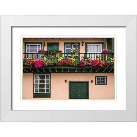 Canary Islands-La Palma Island-Santa Cruz de la Palma-traditional Canarian house balconies White Modern Wood Framed Art Print with Double Matting by Bibikow, Walter