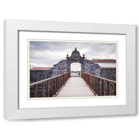 Canary Islands-La Palma Island-Santa Cruz de la Palma-Castillo de Santa Catalina Fortress White Modern Wood Framed Art Print with Double Matting by Bibikow, Walter