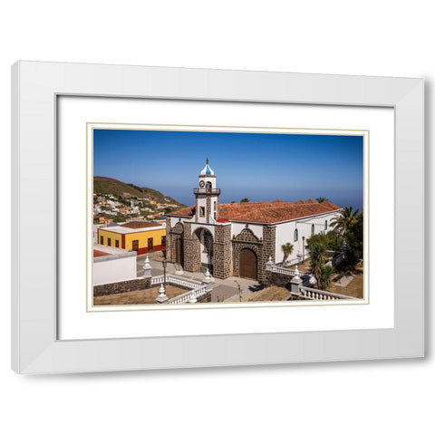 Canary Islands-El Hierro Island-Valverde-Iglesia de Nuestra Senora de la Concepcion church White Modern Wood Framed Art Print with Double Matting by Bibikow, Walter