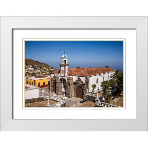 Canary Islands-El Hierro Island-Valverde-Iglesia de Nuestra Senora de la Concepcion church White Modern Wood Framed Art Print with Double Matting by Bibikow, Walter