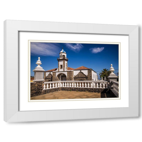 Canary Islands-El Hierro Island-Valverde-Iglesia de Nuestra Senora de la Concepcion church White Modern Wood Framed Art Print with Double Matting by Bibikow, Walter