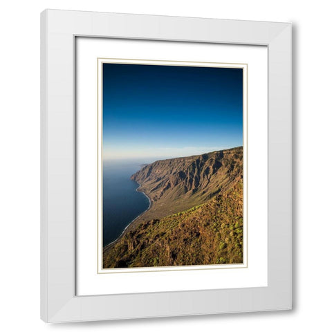 Canary Islands-El Hierro Island-Mirador de Isora-elevated view of the east coast White Modern Wood Framed Art Print with Double Matting by Bibikow, Walter