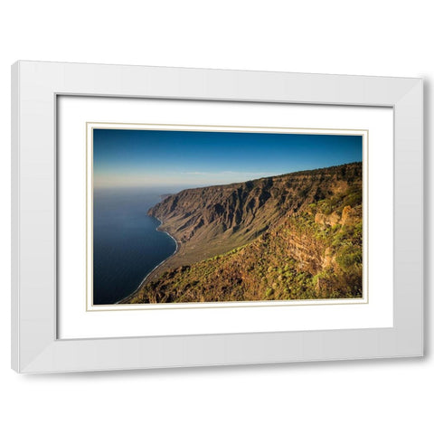 Canary Islands-El Hierro Island-Mirador de Isora-elevated view of the east coast White Modern Wood Framed Art Print with Double Matting by Bibikow, Walter
