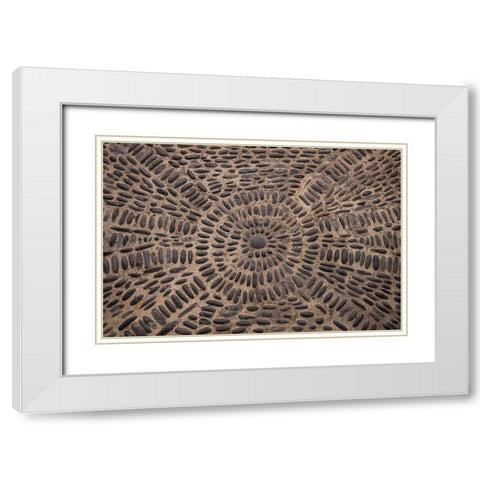 Canary Islands-Tenerife Island-Garachico-Iglesia de Santa Ana church-floor pattern White Modern Wood Framed Art Print with Double Matting by Bibikow, Walter