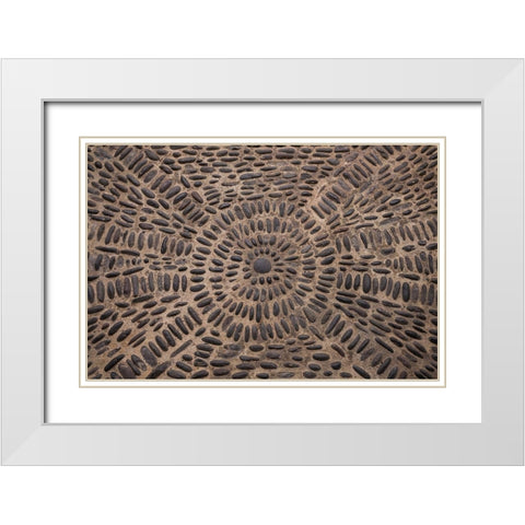 Canary Islands-Tenerife Island-Garachico-Iglesia de Santa Ana church-floor pattern White Modern Wood Framed Art Print with Double Matting by Bibikow, Walter