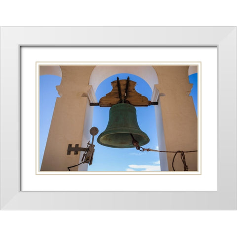 Canary Islands-Tenerife Island-Garachico-Iglesia de Santa Ana church-church bell White Modern Wood Framed Art Print with Double Matting by Bibikow, Walter