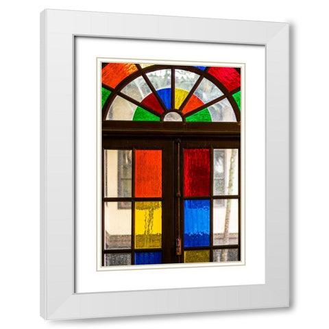Canary Islands-Tenerife Island-La Orotava-traditional Canarian house with stained glass windows White Modern Wood Framed Art Print with Double Matting by Bibikow, Walter