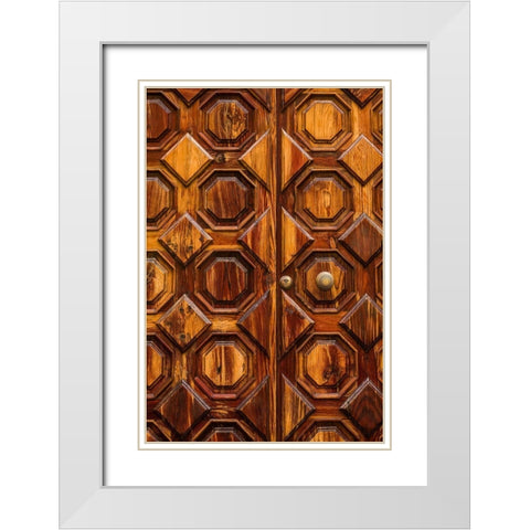 Canary Islands-Tenerife Island-La Orotava-door detail White Modern Wood Framed Art Print with Double Matting by Bibikow, Walter