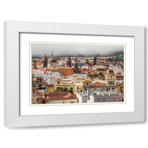Canary Islands-Tenerife Island-San Cristobal de La Laguna-elevated view of the historical center White Modern Wood Framed Art Print with Double Matting by Bibikow, Walter