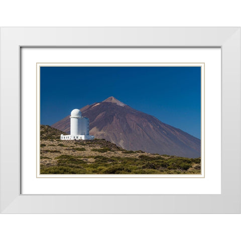 Canary Islands-Tenerife Island-El Teide Mountain-Observatorio del Teide-astronomical observatory White Modern Wood Framed Art Print with Double Matting by Bibikow, Walter