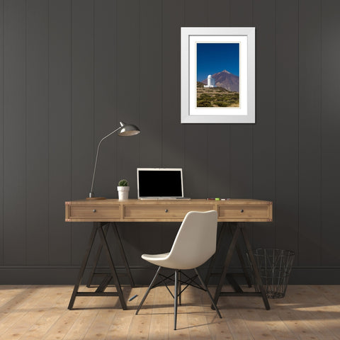 Canary Islands-Tenerife Island-El Teide Mountain-Observatorio del Teide-astronomical observatory White Modern Wood Framed Art Print with Double Matting by Bibikow, Walter