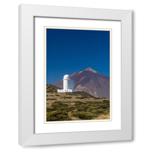 Canary Islands-Tenerife Island-El Teide Mountain-Observatorio del Teide-astronomical observatory White Modern Wood Framed Art Print with Double Matting by Bibikow, Walter