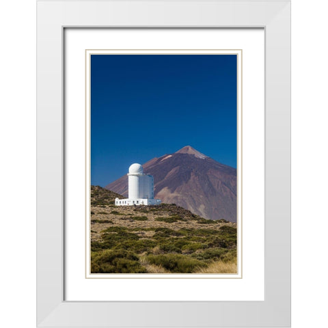 Canary Islands-Tenerife Island-El Teide Mountain-Observatorio del Teide-astronomical observatory White Modern Wood Framed Art Print with Double Matting by Bibikow, Walter