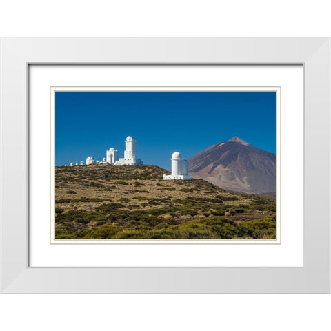 Canary Islands-Tenerife Island-El Teide Mountain-Observatorio del Teide-astronomical observatory White Modern Wood Framed Art Print with Double Matting by Bibikow, Walter
